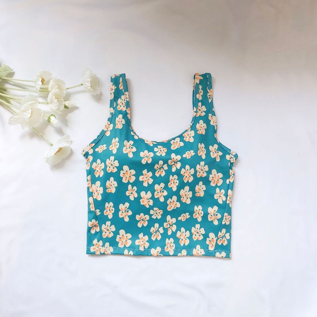 BC BLOOM Athleisure Yoga Top Women Sports Bra Floral Pattern Elastic Fitness Gym Camisole with Pad Women Casual Outfit Bra - BodyCarver