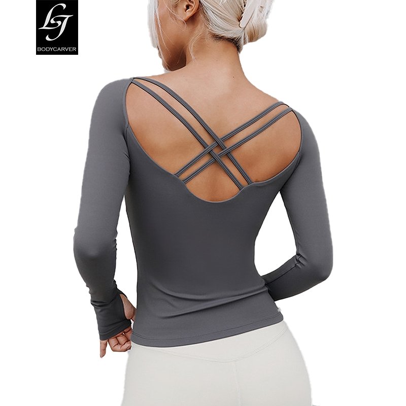 BC Buttery Women Padded Sports Long Sleeve Shirt Anti-sweat Yoga Shirts WT011 - BodyCarver