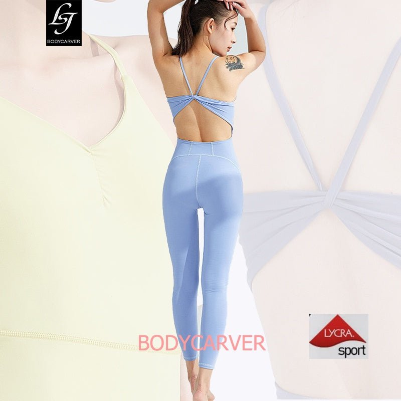 BC Buttery Yoga Jumpsuit Women Aerial Yoga Sports Wear Padded Fitness Sports Set Wear One Piece Sports Bra and Yoga Pants - BodyCarver