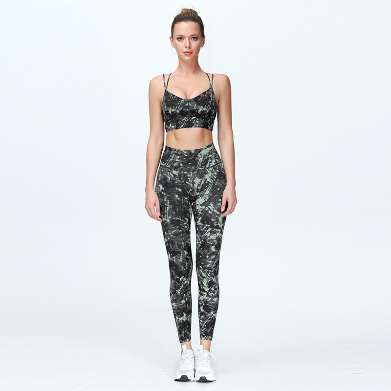 BC CAMO Sports Wear Set Women Camo Pattern Design Yoga Set Wear Buttery Fitness Running Suit Elastic Yoga Pants Beauty Back Sports Bra - BodyCarver