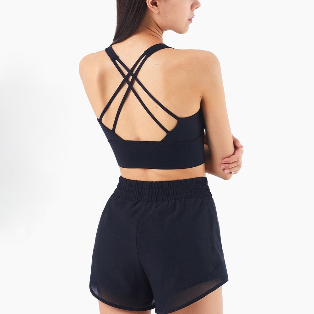 BC Cross Strap Women Push Up Sports bra Fitness Athletic Top WB013 - BodyCarver