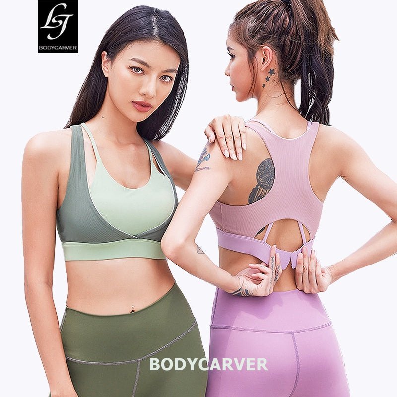 BC High Impact Sports Bra Women Shockproof Yoga Bra Elastic Back Buckle Running Fitness Bra - BodyCarver