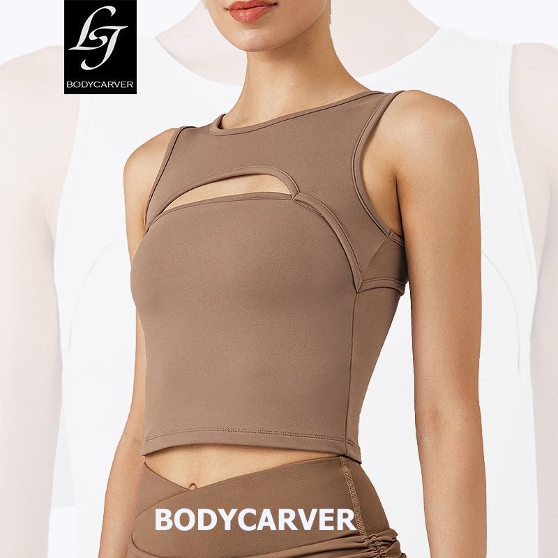 BC Hollow Sports Casual Crop Top Women Fitness Yoga Top with Pad Activewear Women Buttery Daily Tshirt WT016 - BodyCarver
