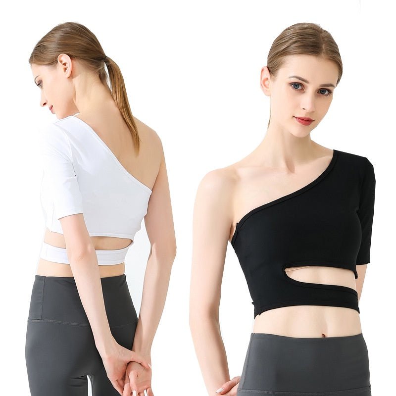 BC Irregular Design Yoga Top Women Sports Fitness T-shirt Yoga Dance Training Top WT015 - BodyCarver