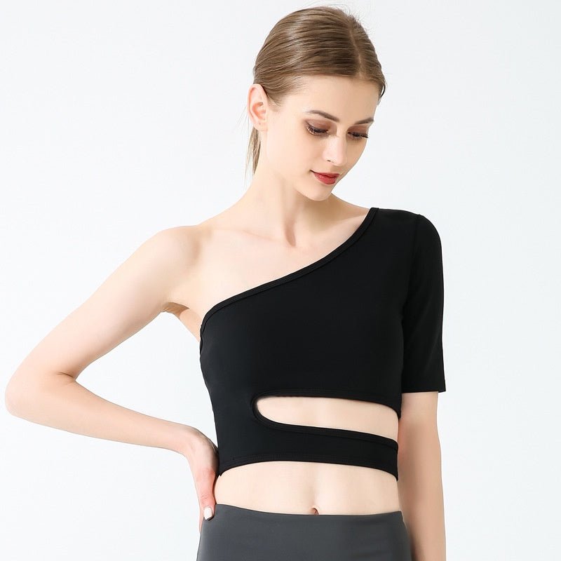 BC Irregular Design Yoga Top Women Sports Fitness T-shirt Yoga Dance Training Top WT015 - BodyCarver