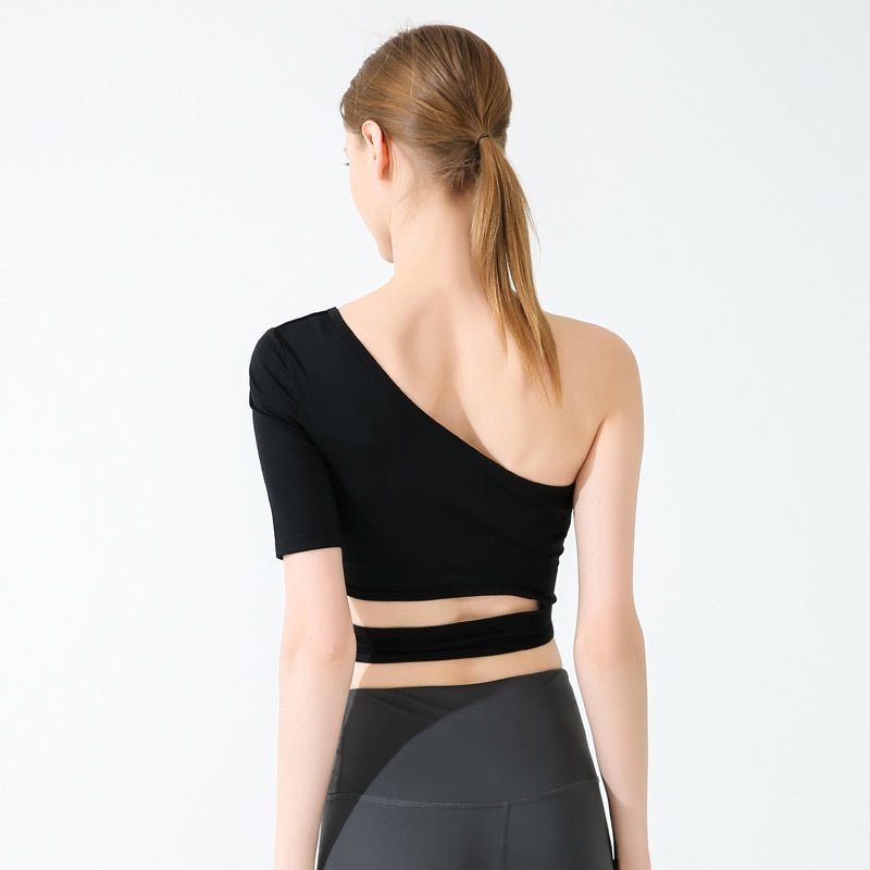 BC Irregular Design Yoga Top Women Sports Fitness T-shirt Yoga Dance Training Top WT015 - BodyCarver