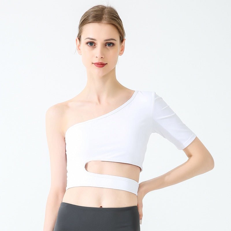 BC Irregular Design Yoga Top Women Sports Fitness T-shirt Yoga Dance Training Top WT015 - BodyCarver