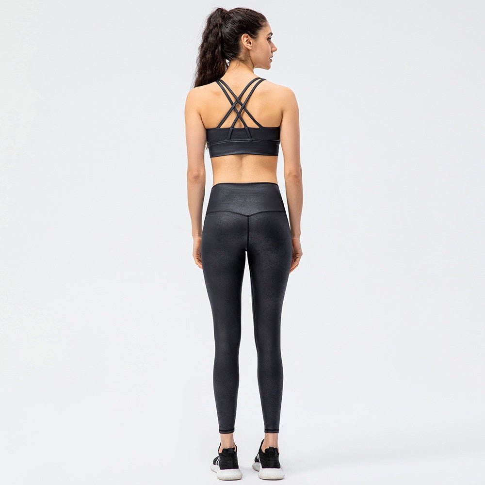 BC MARBLE Sports Wear for Women Yoga Suit High Support Sports Bra Elastic High Waist Yoga Pants Leather Pattern Fitness Leisure Suit - BodyCarver