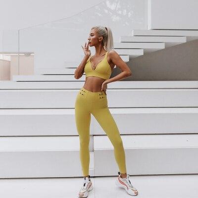 BC New Design Women Sportswear Set High Support Sports Bras Stretch Leggings Yoga Suit WS018 - BodyCarver