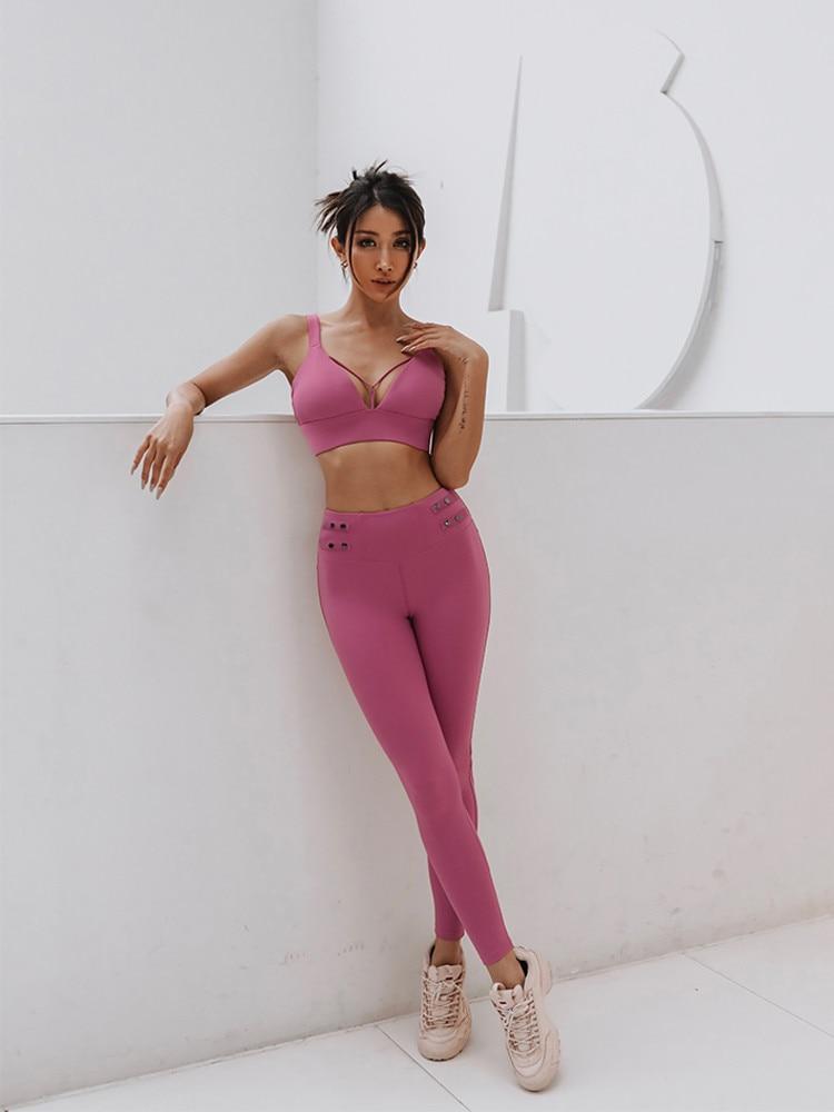 BC New Design Women Sportswear Set High Support Sports Bras Stretch Leggings Yoga Suit WS018 - BodyCarver