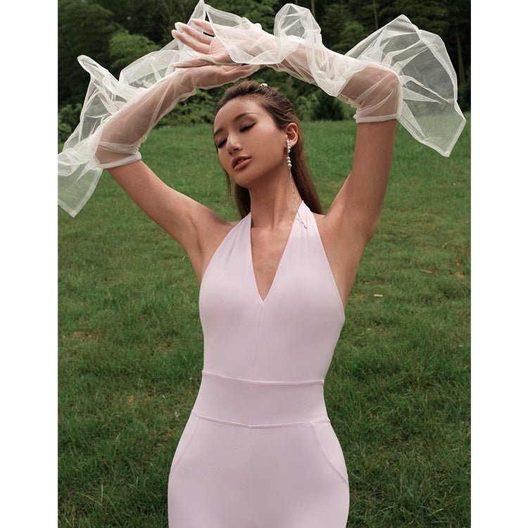 BC OOTD Athleisure Jumpsuit Yoga Women Buttery Neck-hanging Jumpsuit with Pad Beauty Back High Elastic Yoga Bodysuit WJ023 - BodyCarver