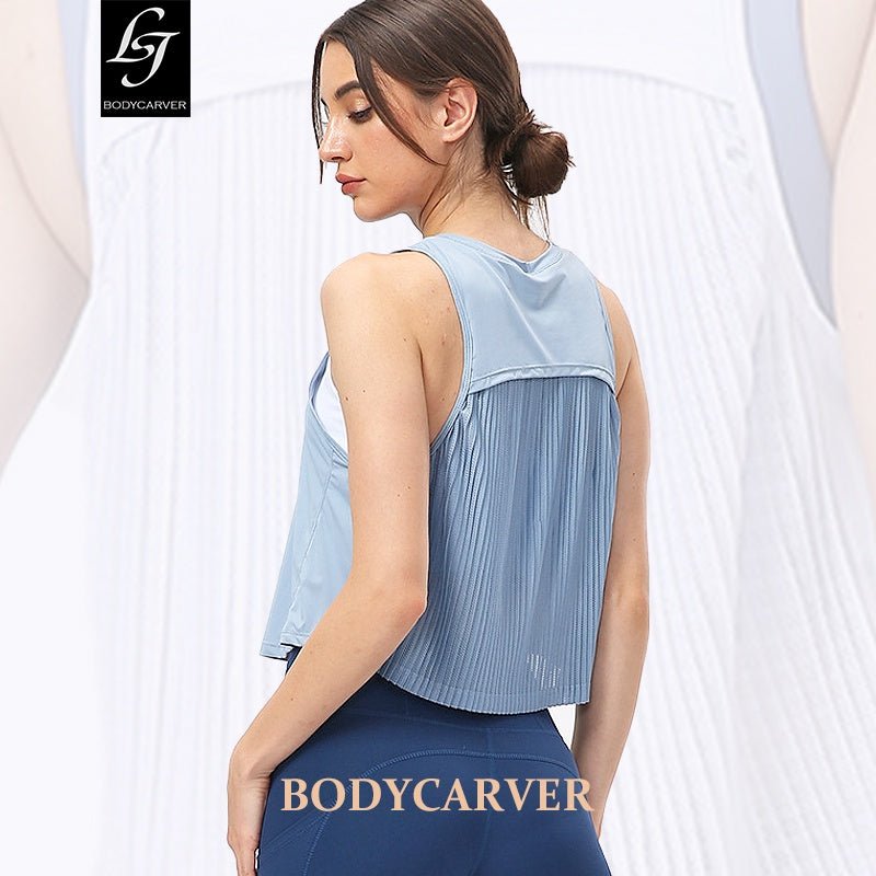 BC Shutter Yoga Vest Women Sports Fitness Top Beauty Back Design Workout Top Elastic Women Vest - BodyCarver