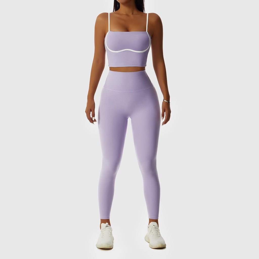BC Stream Sports Wear Women Curved Line Fitness Yoga Set Wear Buttery Fabric Sports Bra High Elastic Yoga Pants - BodyCarver