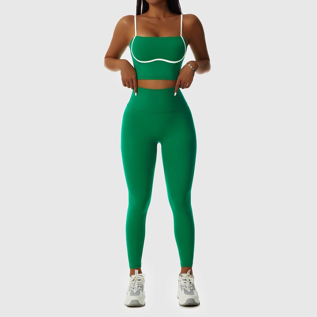 BC Stream Sports Wear Women Curved Line Fitness Yoga Set Wear Buttery Fabric Sports Bra High Elastic Yoga Pants - BodyCarver