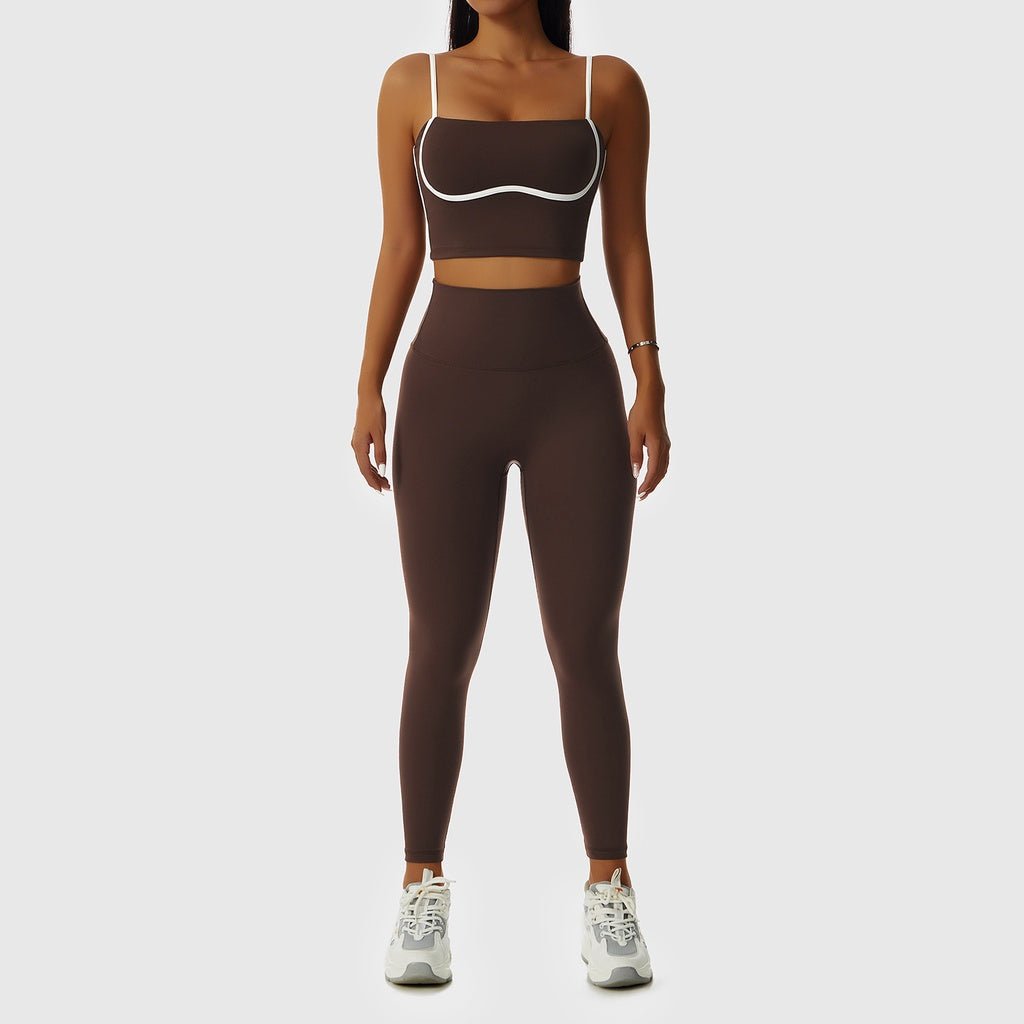 BC Stream Sports Wear Women Curved Line Fitness Yoga Set Wear Buttery Fabric Sports Bra High Elastic Yoga Pants - BodyCarver