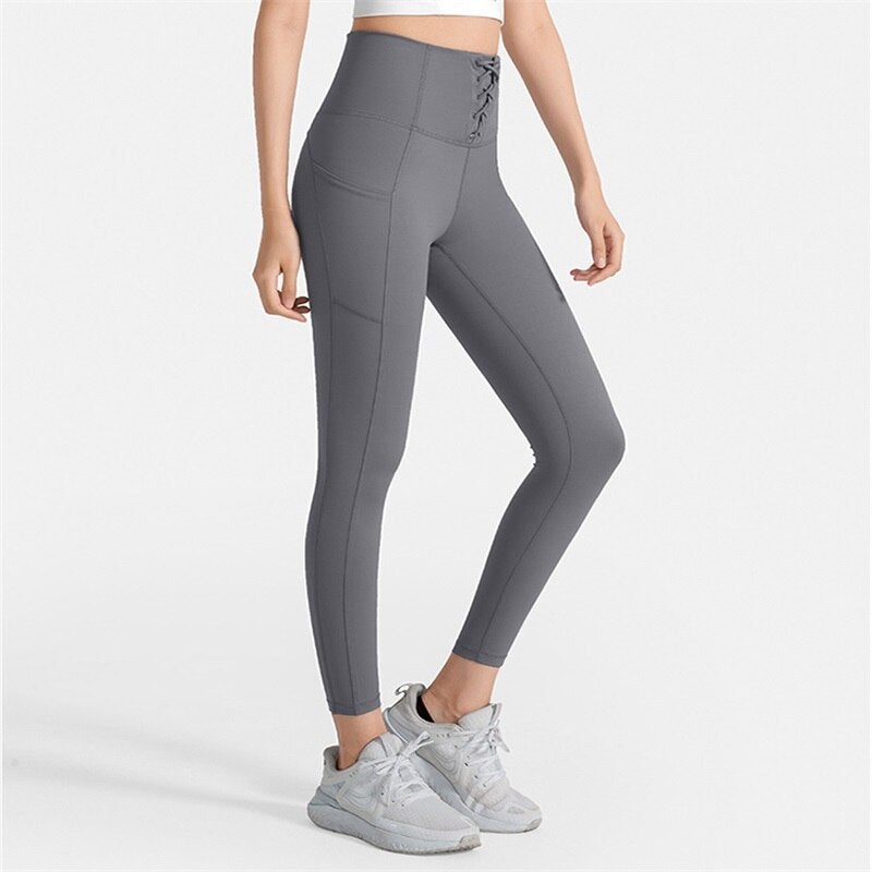 BC Tie Design Women Sports Pant High Waist Leggings Fitness Runnin Pants WP013 - BodyCarver