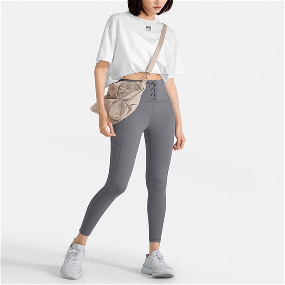 BC Tie Design Women Sports Pant High Waist Leggings Fitness Runnin Pants WP013 - BodyCarver