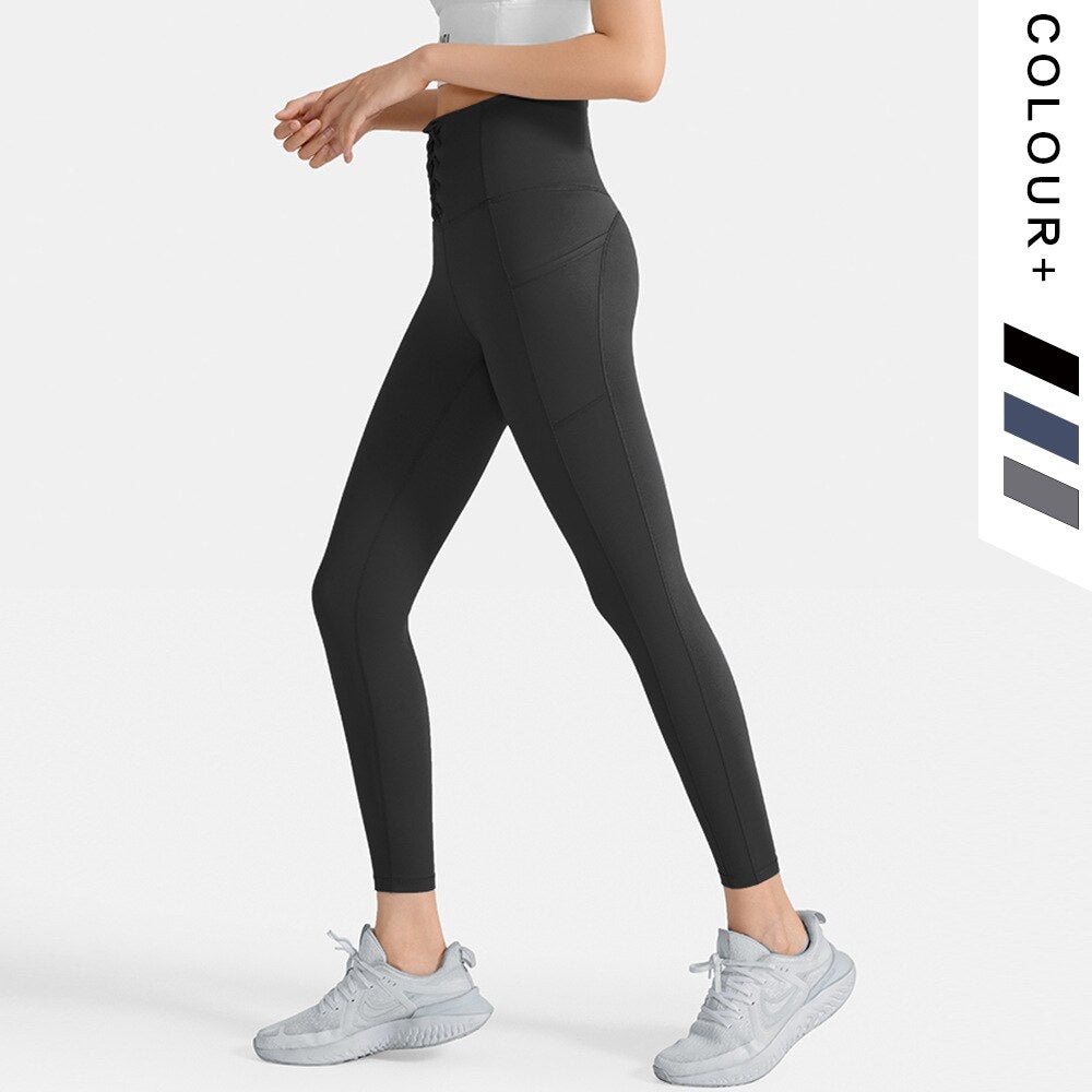 BC Tie Design Women Sports Pant High Waist Leggings Fitness Runnin Pants WP013 - BodyCarver