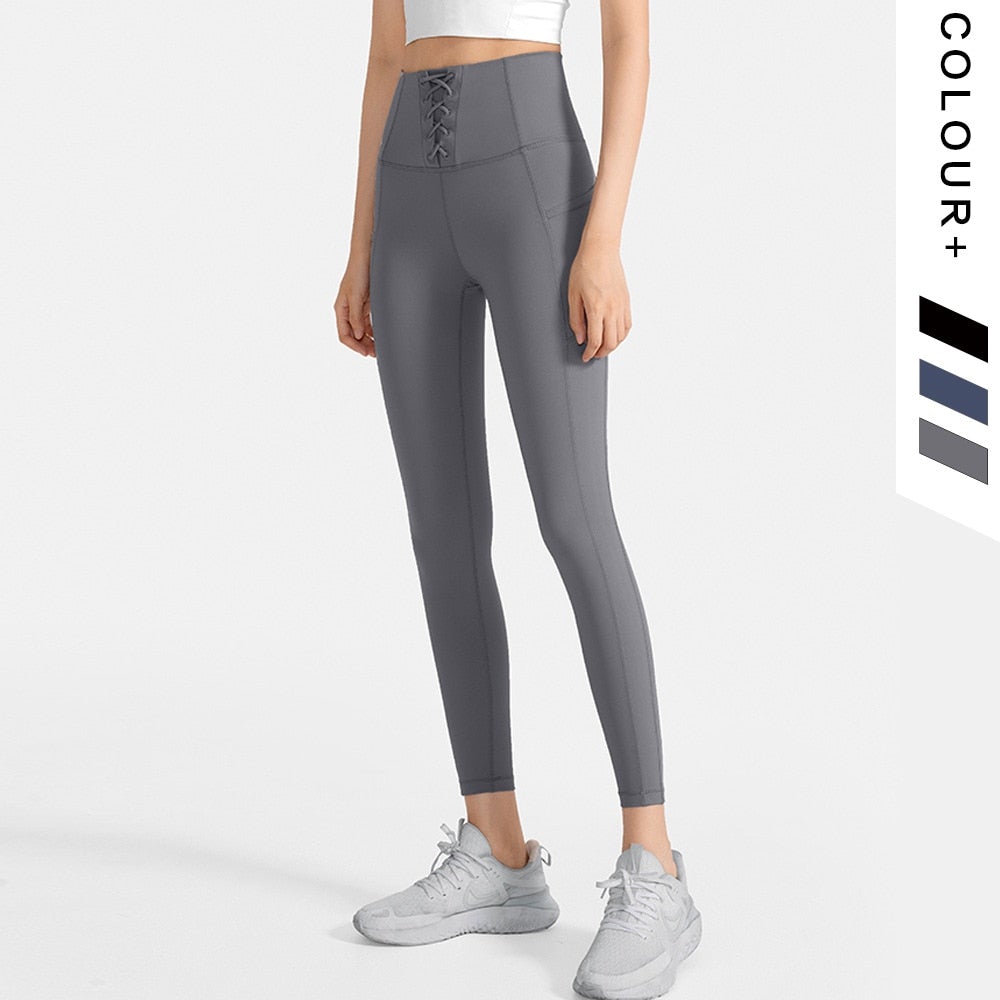 BC Tie Design Women Sports Pant High Waist Leggings Fitness Runnin Pants WP013 - BodyCarver