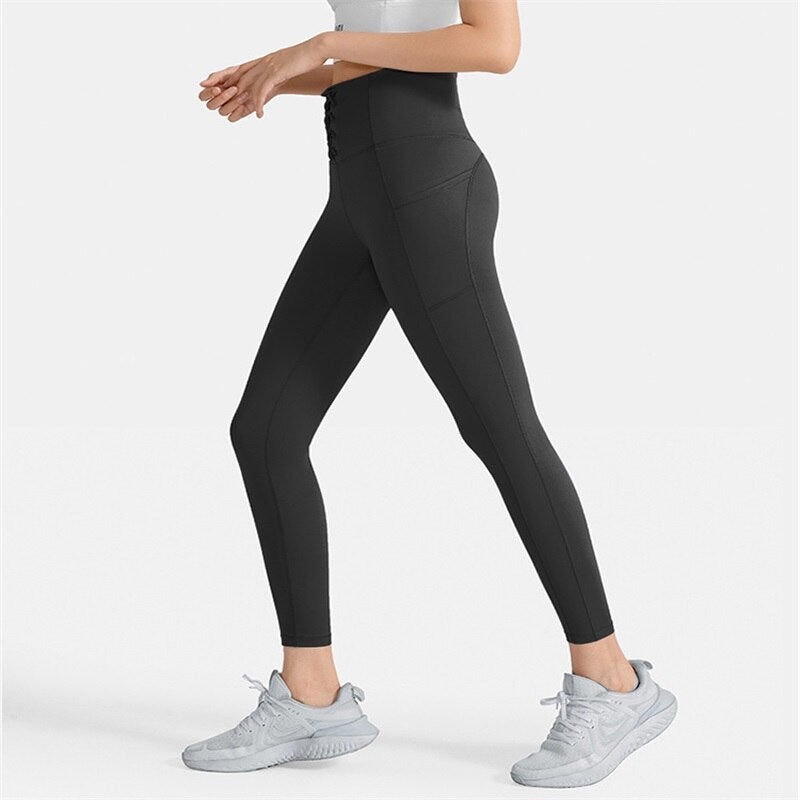 BC Tie Design Women Sports Pant High Waist Leggings Fitness Runnin Pants WP013 - BodyCarver