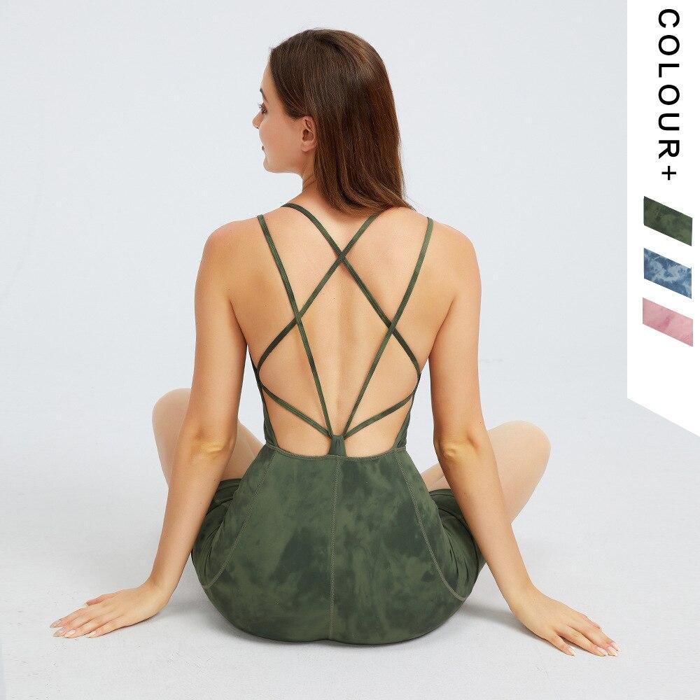 BC Tie Dye Women Yoga Jumpsuit Sleeveless Training Yoga Suit WJ018 - BodyCarver