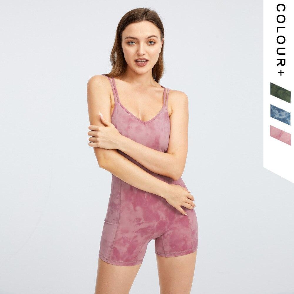 BC Tie Dye Women Yoga Jumpsuit Sleeveless Training Yoga Suit WJ018 - BodyCarver