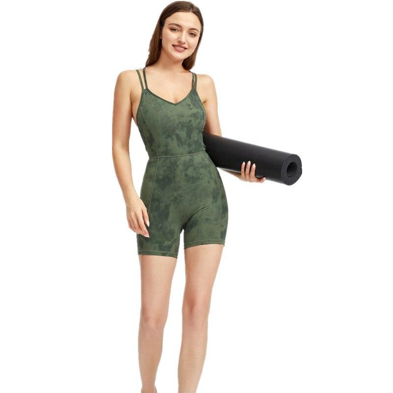 BC Tie Dye Women Yoga Jumpsuit Sleeveless Training Yoga Suit WJ018 - BodyCarver