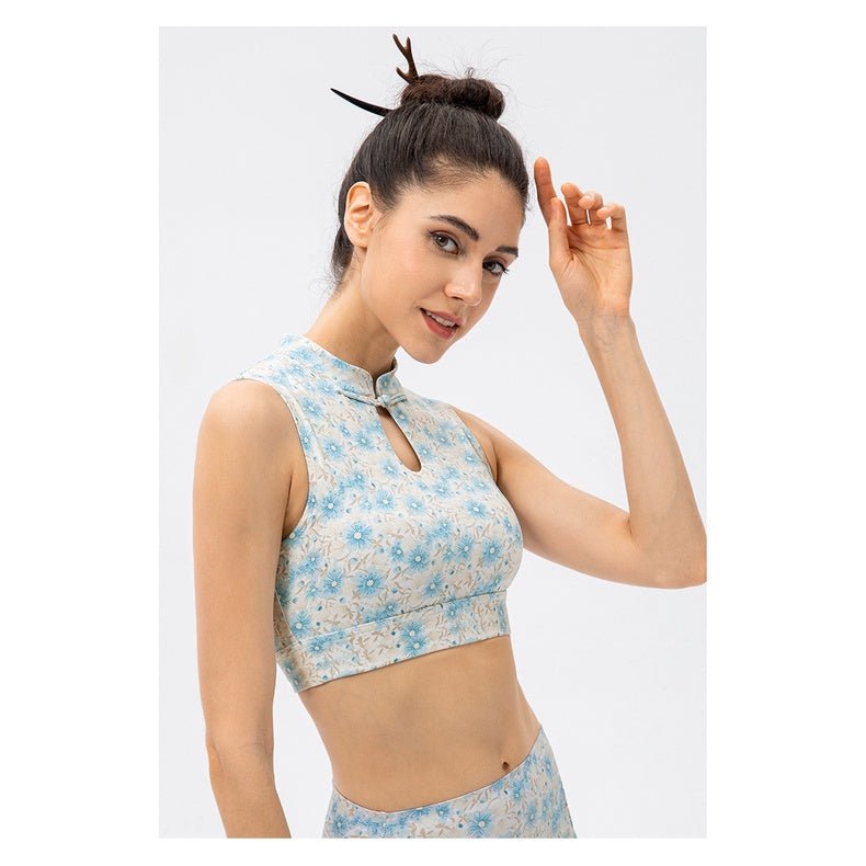 BC TIME Sports Wear Women Asian Designed Workout Set with Pad Buttery Elastic Sports Bra Floral Breathable Yoga Pants Women Yoga Set Wear - BodyCarver