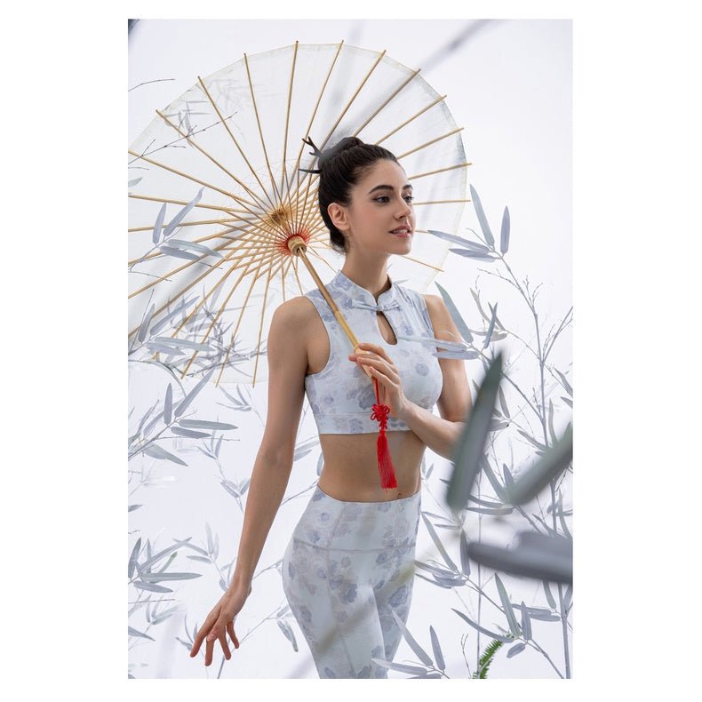 BC TIME Sports Wear Women Asian Designed Workout Set with Pad Buttery Elastic Sports Bra Floral Breathable Yoga Pants Women Yoga Set Wear - BodyCarver