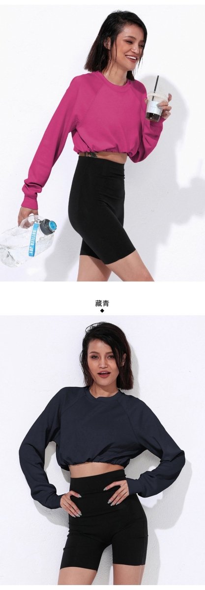 BC Women Crop Sports Sweater Loose Lazy Style Top WT012 - BodyCarver