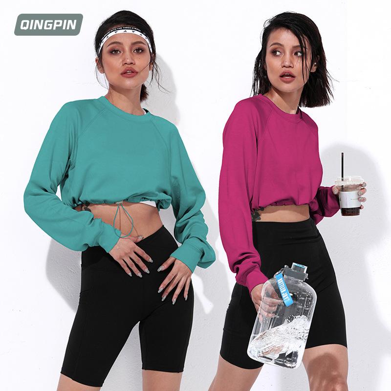 BC Women Crop Sports Sweater Loose Lazy Style Top WT012 - BodyCarver