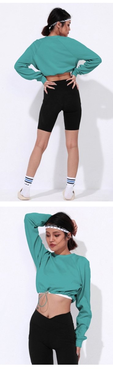BC Women Crop Sports Sweater Loose Lazy Style Top WT012 - BodyCarver