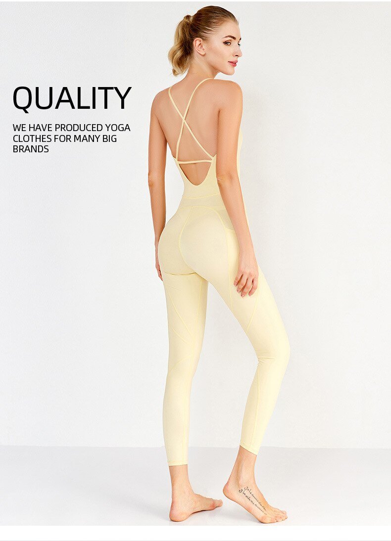 BC Women One-Piece Yoga Bodysuits Nylon High Stretchy Sportswear Gym Workout Clothing Padded Tracksuits WJ012 - BodyCarver
