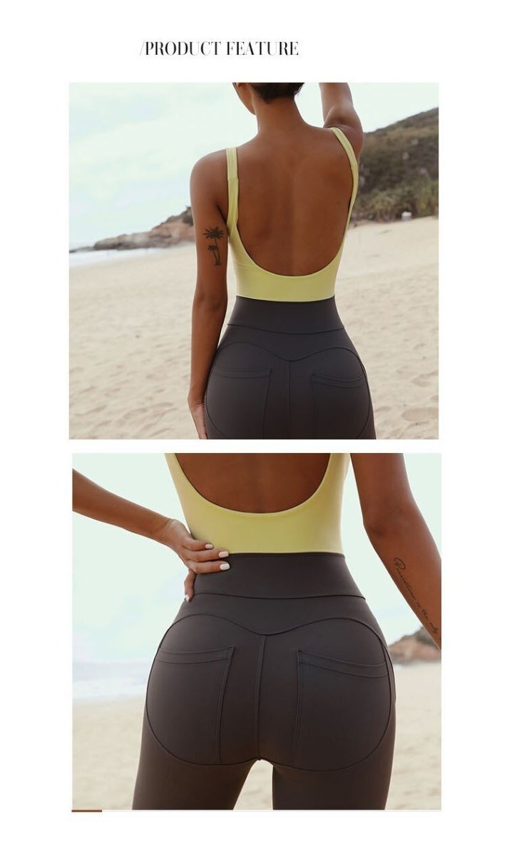 BC Women Seamless Aerial Yoga Jumpsuit Sleeveless Gym Clothing Sports Set with Pad WJ018 - BodyCarver