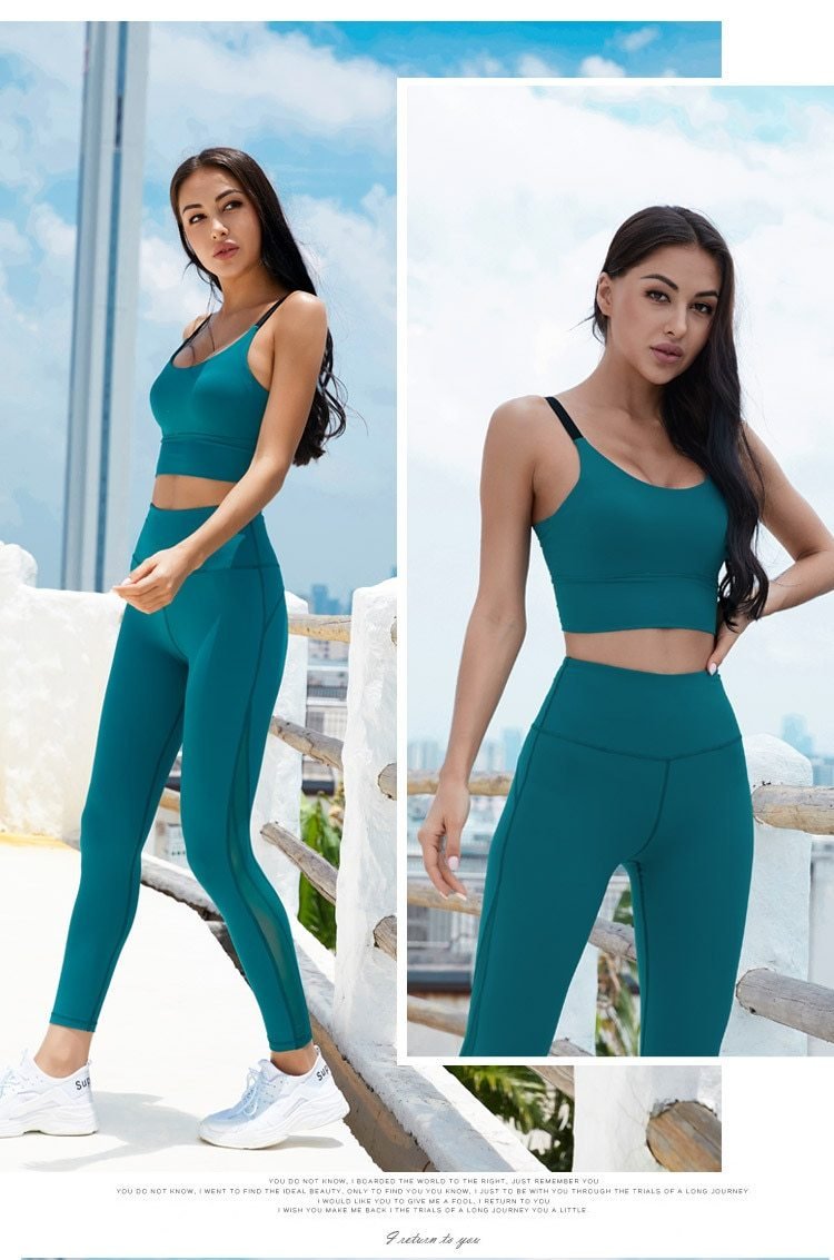 BC Women Sportswear Set Shockproof Sports Bra And Hip Lift Yoga Legging Fitness Tracksuits WS012 - BodyCarver