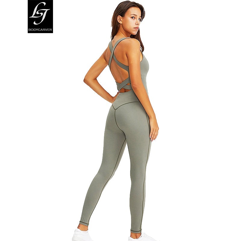 BC Women Yoga Jumpsuit Sleeveless Gym Clothing Set with Pad WJ020 - BodyCarver
