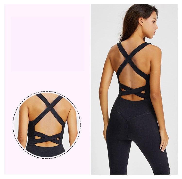 BC Women Yoga Jumpsuit Sleeveless Gym Clothing Set with Pad WJ020 - BodyCarver