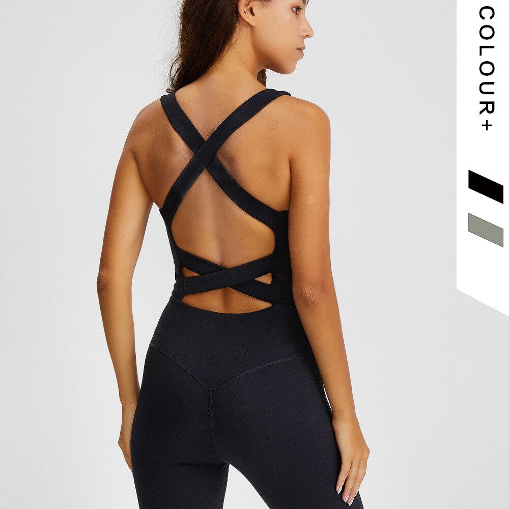 BC Women Yoga Jumpsuit Sleeveless Gym Clothing Set with Pad WJ020 - BodyCarver