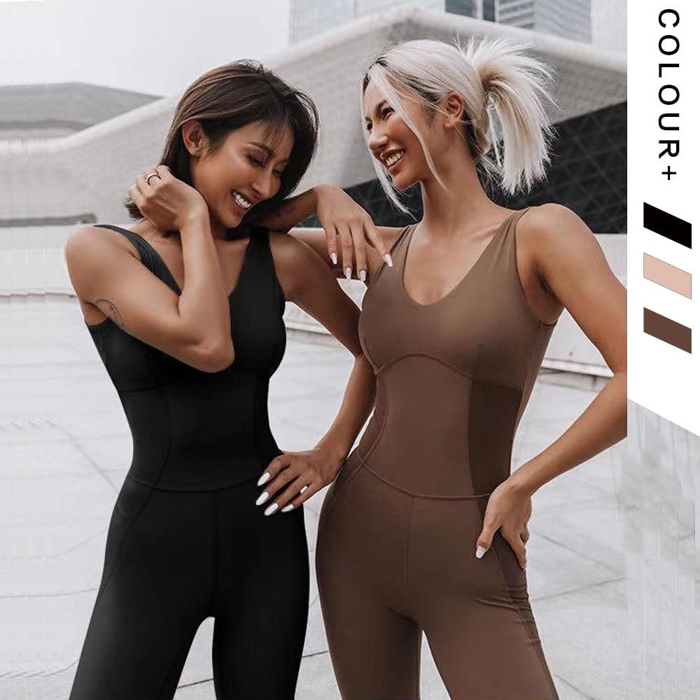 BC Women Yoga Sets Sleeveless Padded Back Strap Cross Fitness Jumpsuit WJ014 - BodyCarver