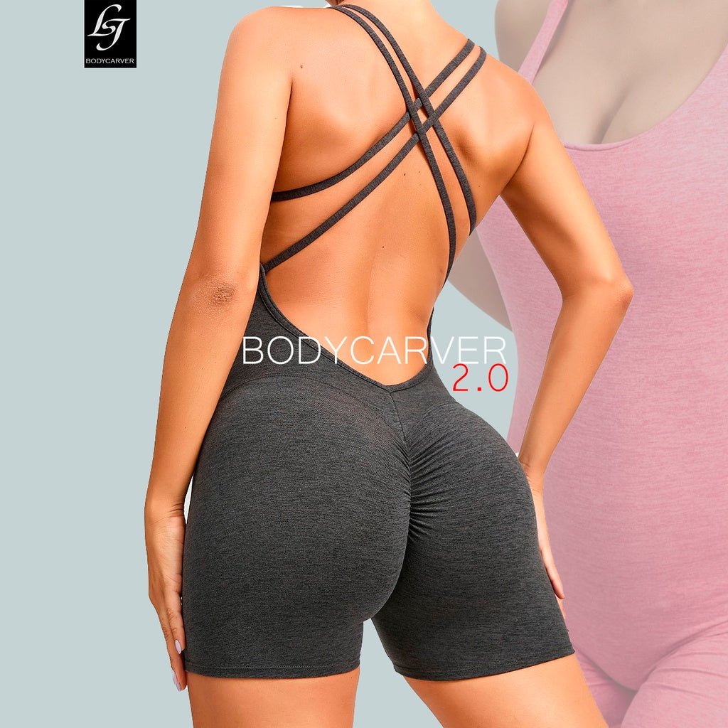 BODYCARVER 2.0 Beauty Back One-Piece Yoga Jumpsuit Women Padded Buttery Fitness Sports Bodysuit Tight Fitness Yoga Jumpsuit Women - BodyCarver