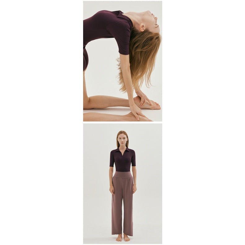 BODYCARVER 23ss Atheisure Yoga Jumpsuit Women POLO Collar casual sports bodysuits women quick-dry short sleeve one-piece sports set wear - BodyCarver