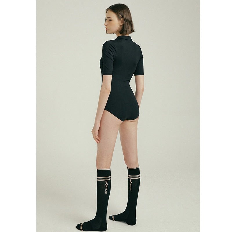 BODYCARVER 23ss Atheisure Yoga Jumpsuit Women POLO Collar casual sports bodysuits women quick-dry short sleeve one-piece sports set wear - BodyCarver
