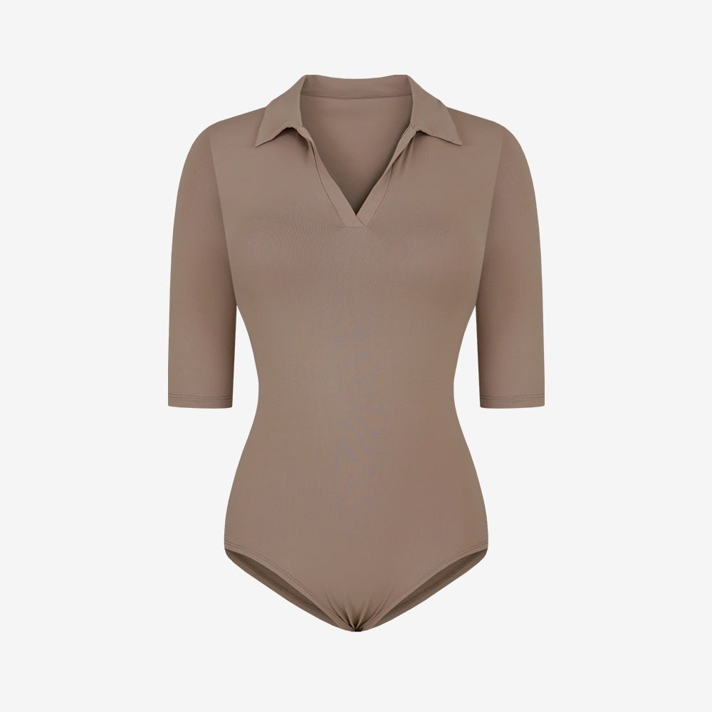 BODYCARVER 23ss Atheisure Yoga Jumpsuit Women POLO Collar casual sports bodysuits women quick-dry short sleeve one-piece sports set wear - BodyCarver