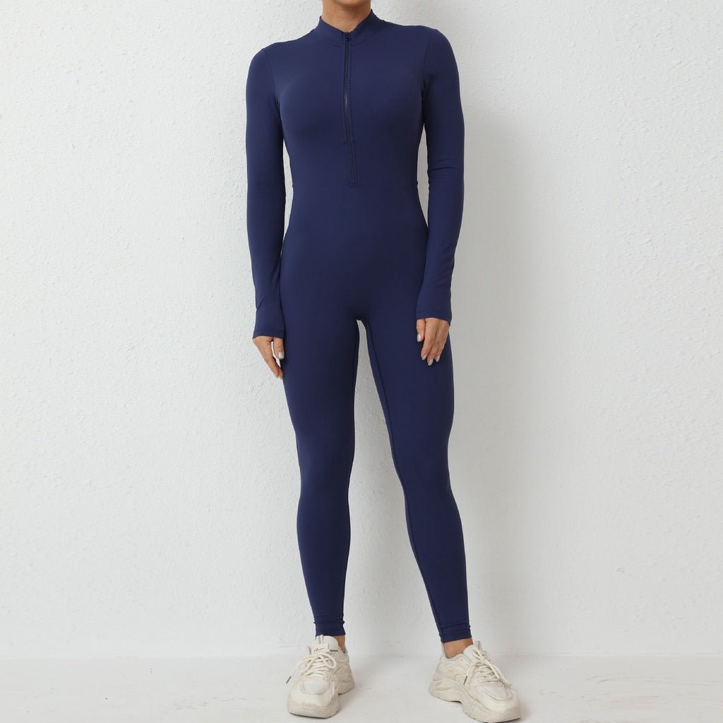 BODYCARVER 2nd Gen Yoga Bodysuit Women Long Sleeve One-Piece Jumpsuit With Build-In Bra YKK Zip Athleisure Hip Lifting And Back Beauty Yoga Dancing Onesie - BodyCarver