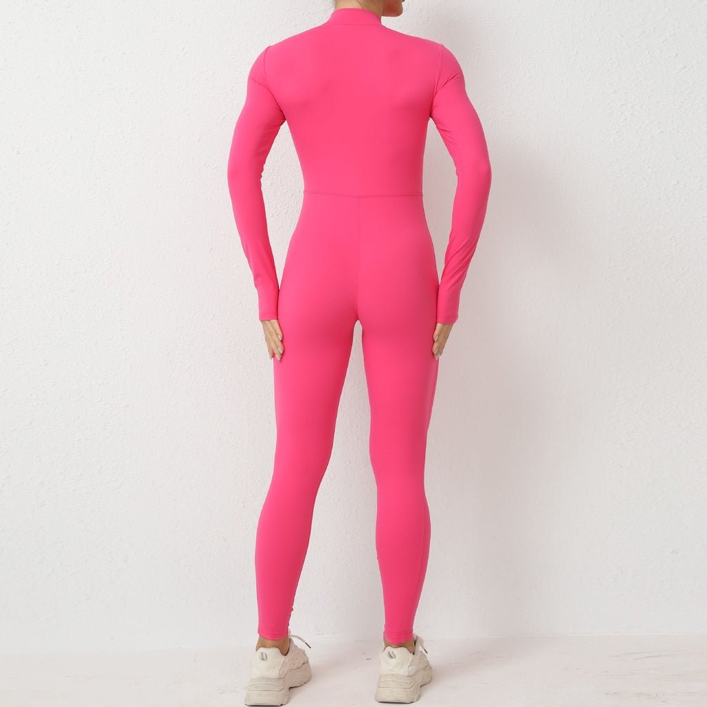 BODYCARVER 2nd Gen Yoga Bodysuit Women Long Sleeve One-Piece Jumpsuit With Build-In Bra YKK Zip Athleisure Hip Lifting And Back Beauty Yoga Dancing Onesie - BodyCarver