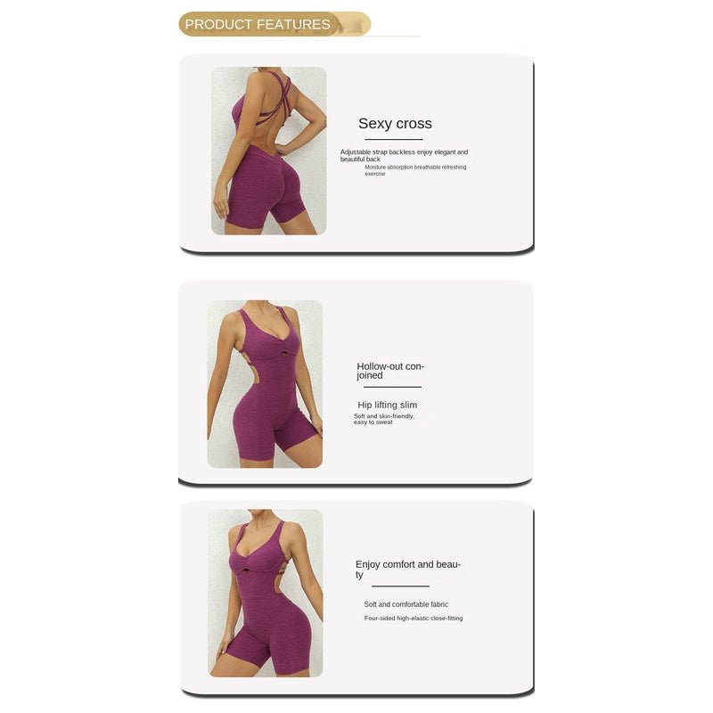 BODYCARVER ABIT SEXY Aerial Yoga Jumpsuit Women Padded Sports Pilate Bodysuit Hollow-Out One-Piece Leotard - BodyCarver