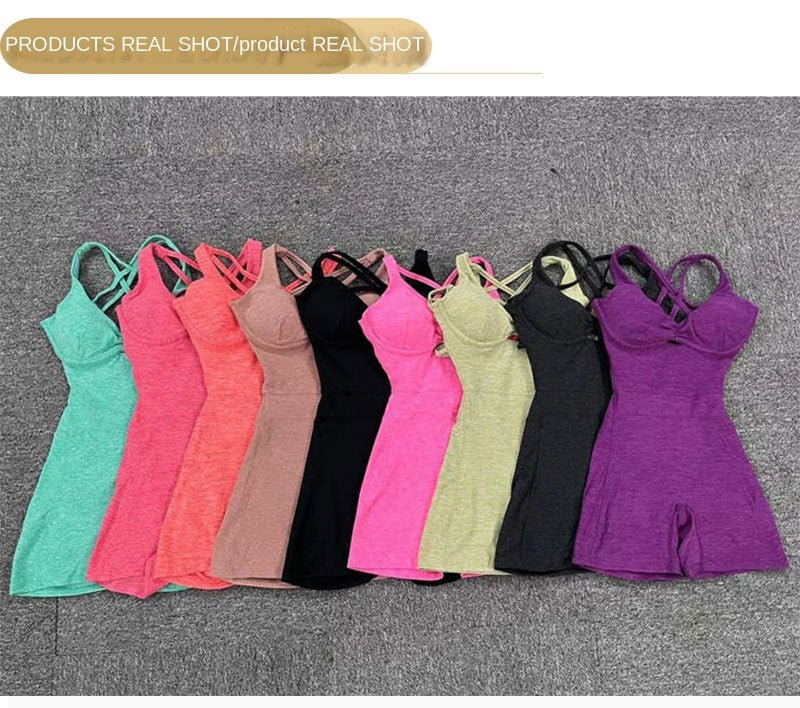 BODYCARVER ABIT SEXY Aerial Yoga Jumpsuit Women Padded Sports Pilate Bodysuit Hollow-Out One-Piece Leotard - BodyCarver
