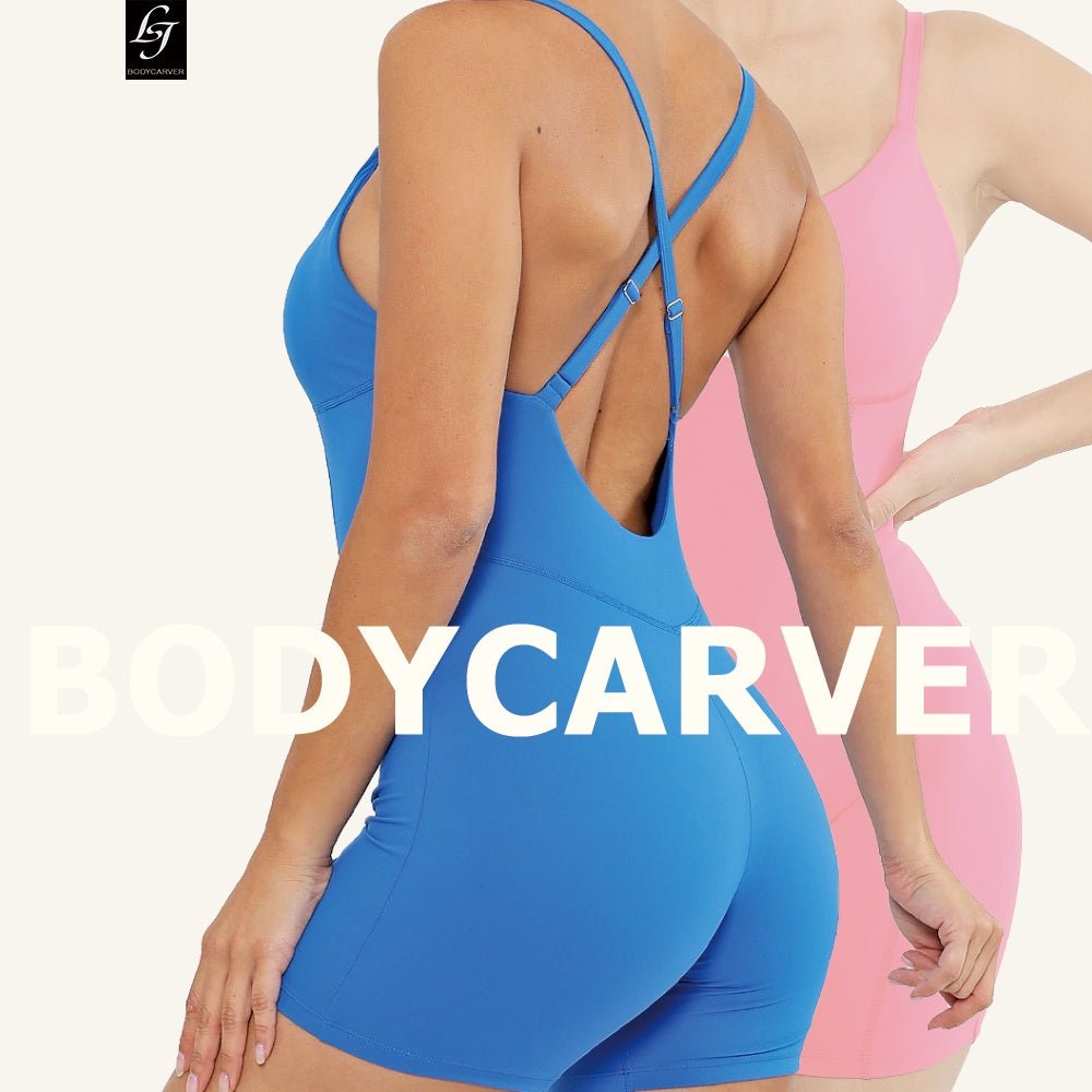 BODYCARVER Adjustable Yoga Bodysuit Women Padded Sports Fitness Jumpsuit One Piece Dance Slim-Fit Stretch Sportswear Set - BodyCarver