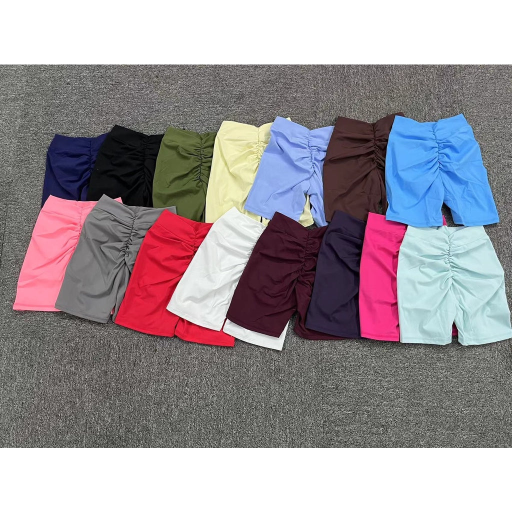 BODYCARVER BACK V Yoga Bike Shorts Women No Middle Line High Elastic Peach Hip Fitness Gym Shorts - BodyCarver