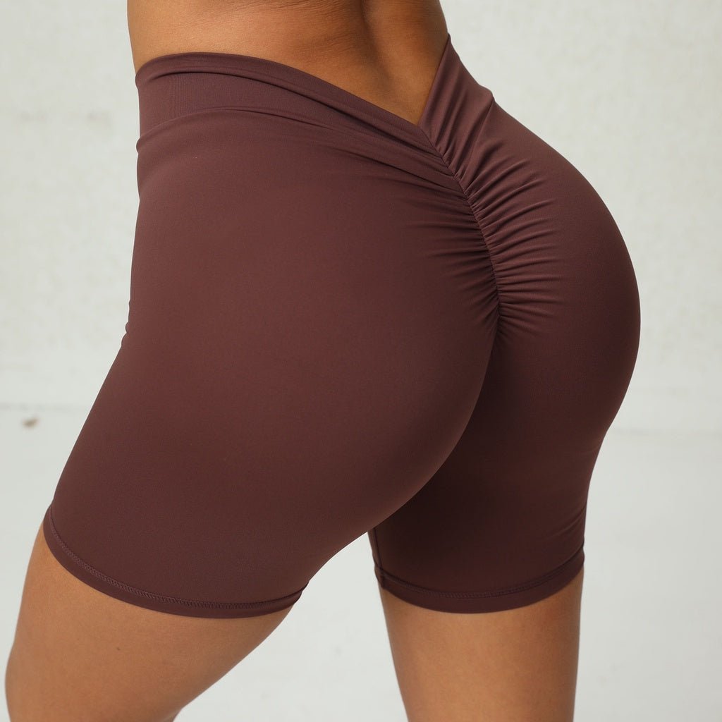 BODYCARVER BACK V Yoga Bike Shorts Women No Middle Line High Elastic Peach Hip Fitness Gym Shorts - BodyCarver